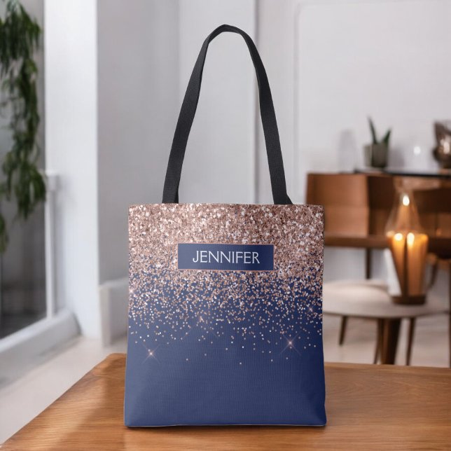 Monogram Glitter Röda Rosa Rosa Guld Marinblå Tygkasse (Skapare uppladdad)