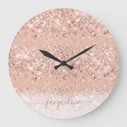 Monogram Glitter  Rosa ros Guld Stor Klocka