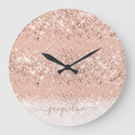 Monogram Glitter  Rosa ros Guld Stor Klocka