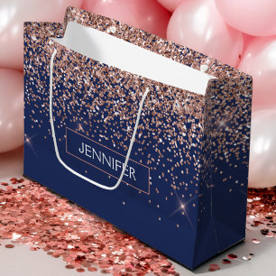 Monogram Glitter Rosa Rosa Guld Marinblå