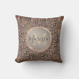 Monogram Glittery Chic Leopard Kudde