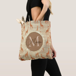 Monogram Glittery Giraffe om guldolja Tygkasse