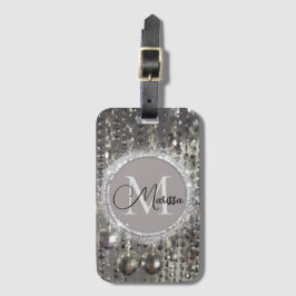 Monogram Glittery Silver Stringed Pärlor Bagagebricka