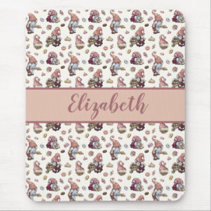 Monogram Gnomes Baking Muffinss Donuts Rosa Script Musmatta
