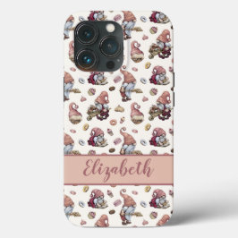 Monogram Gnomes Bakning Cupcakes Donuts Rosa Skrif