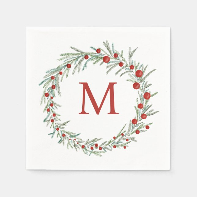 Monogram God God jul Napkins Pappersservett (Framsidan)
