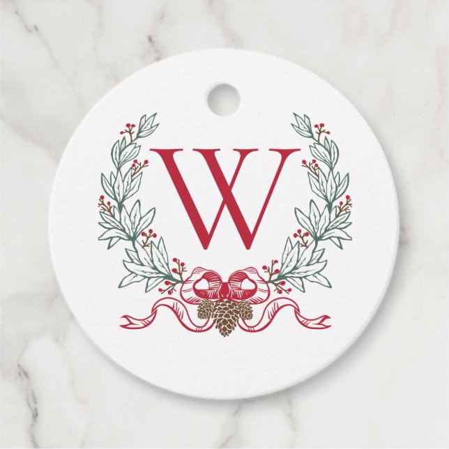 Monogram God Jul-Märkre, Preppy Gift Ta Gåvor Etiketter (Framsida)