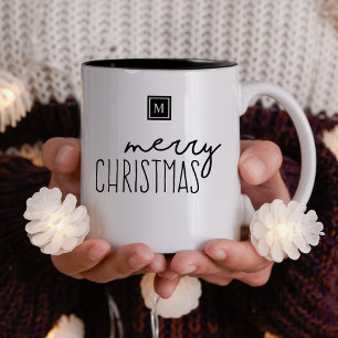 Monogram God jul Modern Två-Tonad Mugg
