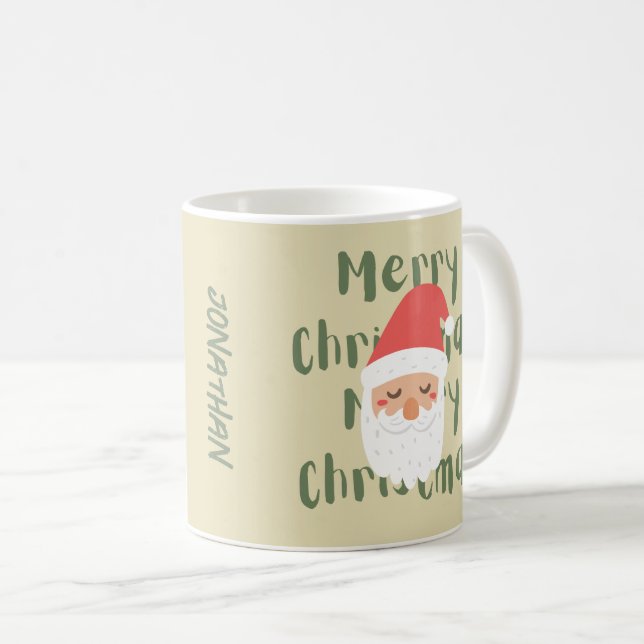 Monogram God jul Retro jul Red Beige Kaffemugg (Framsida höger)