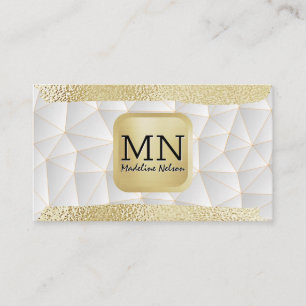 Monogram Gold Foil Brushed Modern geometri Visitkort