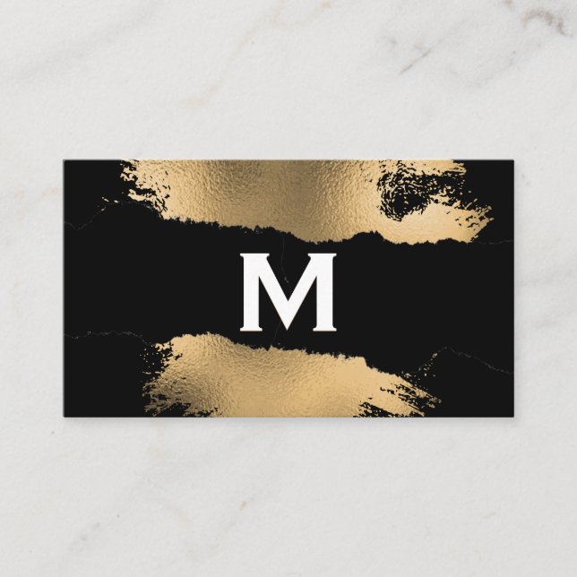 Monogram | Gold Foil Splatter | Torn effekt Visitkort (Framsida)