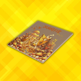 Monogram Golden Cottage Core på Brown | Kakelplatta