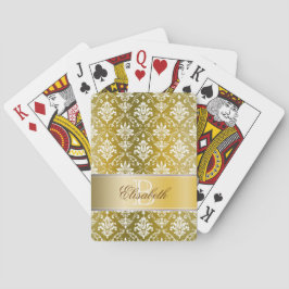 Monogram Golden/Gult Damask Spel Kort