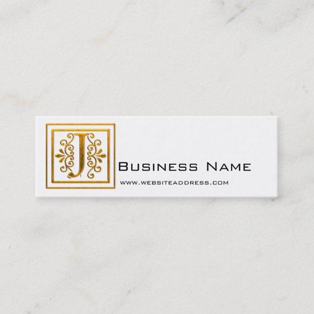 Monogram Golden J-Elegant Profilkort Mini Visitkort (Framsida)