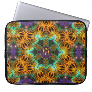 Monogram Golden Purple Magic Star Anteckningsbok Laptop Sleeve