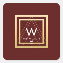 Monogram Golden Ram minimalism Geometriv Vip Fyrkantigt Klistermärke