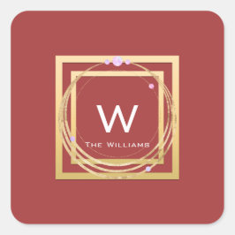 Monogram Golden Ram minimalism Geometry Ro Fyrkantigt Klistermärke