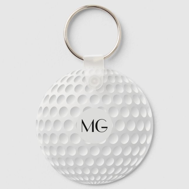 Monogram Golf Boll Round Nyckelring (Framsida)