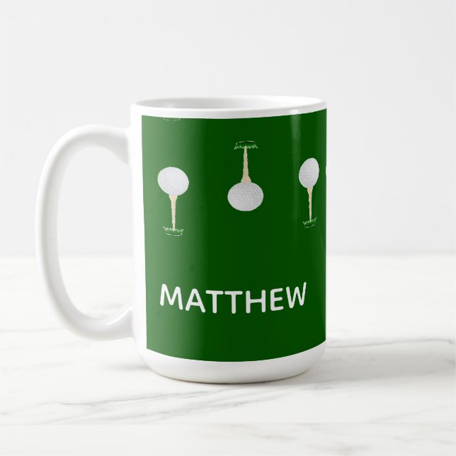 Monogram golf bollar mönster på grönt kaffemugg (Vänster)