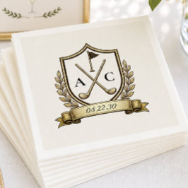 Monogram Golf Crest Bröllop Pappersservett