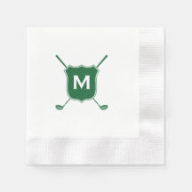Monogram Golf Klubb Vapensköld i Grönt Napkins