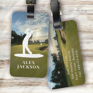 Monogram Golfer Lägg till din Logotyp Bagagebricka