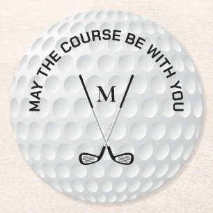 Monogram golfing anpassningsbar över klubbar underlägg papper rund