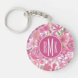 Monogram gör jag den rosa vattenfärgblommönst