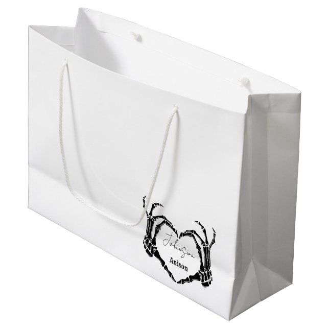 Monogram Gothic Skull Heart Hand Bröllop (Framsidan Vinklad)