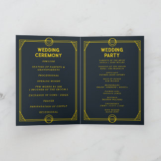 monogram gotisk hopfällbart bröllopsprogramkort program
