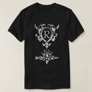 Monogram gotiskt hjärta och pilmotif T- Shirt T