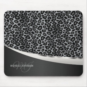 Monogram - grå Leoparddesign Musmatta