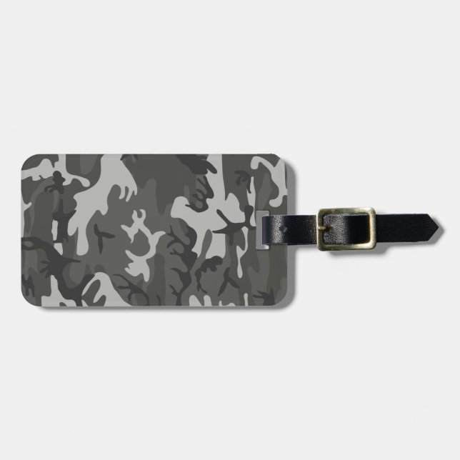 Monogram Grå Militär Camo Kamouflage Bagagebricka (Horisontell Framsida)