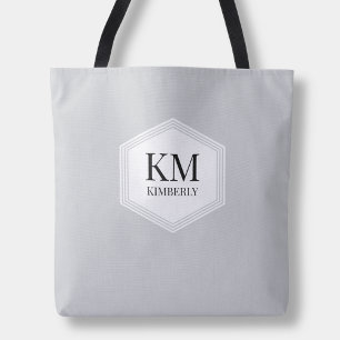 Monogram Grå Modern Elegant Enkel Anpassat Namn Tygkasse