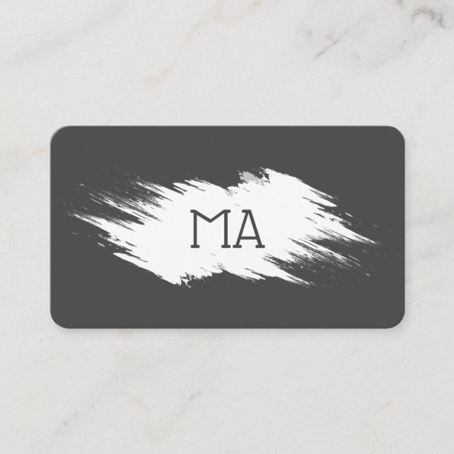 Monogram | Grå Vit Visitkort (Framsida)