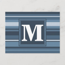 Monogram gråblå ränder vykort