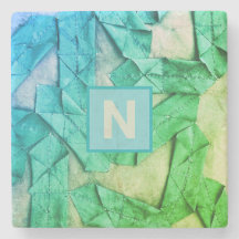 Monogram gradient cyan grönt nautisk abstrakt