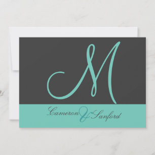 Monogram/grafit/teal för inbjudan till personligt 