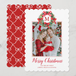 Monogram Grandmillennial Julkransslingor Julkort