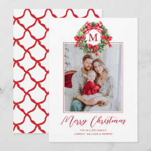 Monogram Grandmillennial julkransslingor Julkort