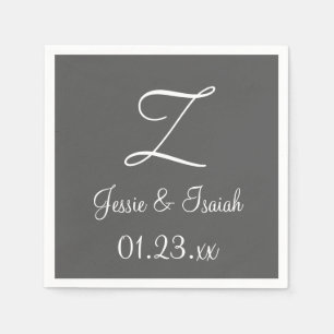 Monogram Granite Grått Enkel färgad Pappersservett