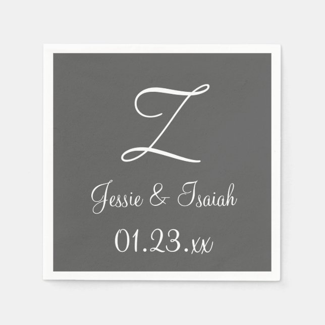 Monogram Granite Grått Enkel färgad Pappersservett (Framsidan)