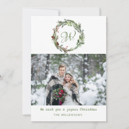 Monogram Gräs-julkort för andningsfoto för andning Julkort