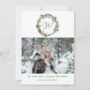 Monogram Gräs-julkort för andningsfoto för andning Julkort