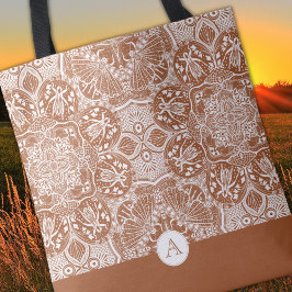 Monogram Grashoppers Mandala Tote Bag Tygkasse