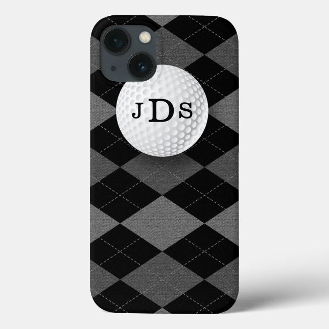 Monogram Grått Argyle, Golf Boll iPad Mini Case (Baksida)