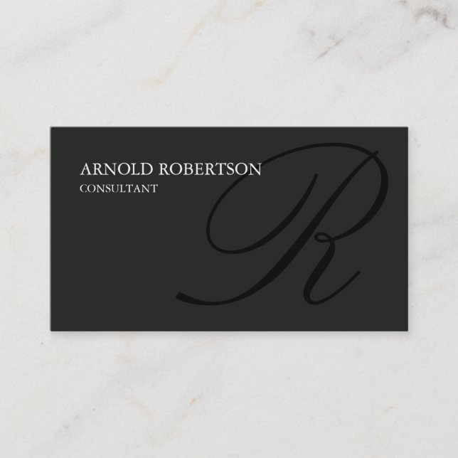 Monogram Grått Black Consultant Affärskort Visitkort (Framsida)