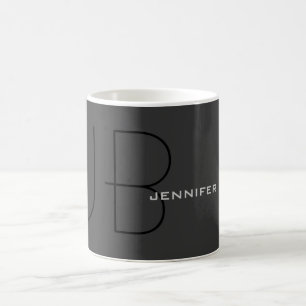 Monogram Grått Black Ditt namn (Jennifer) Kaffemugg