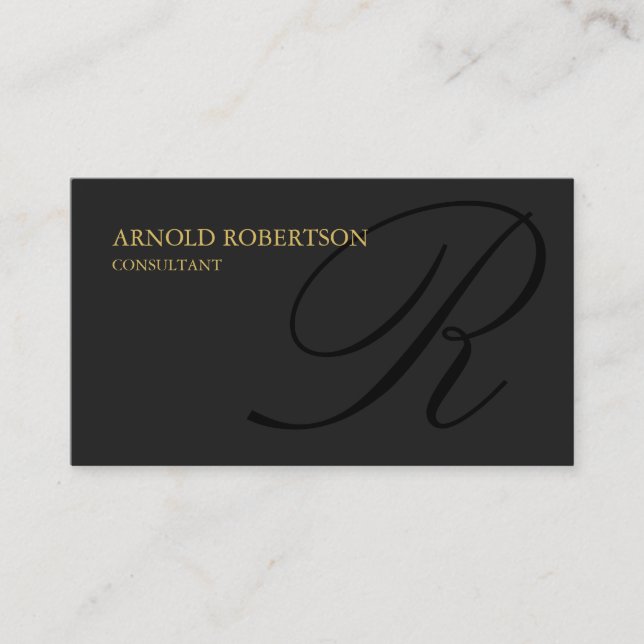 Monogram Grått Black Guld Consultant Affärskort Visitkort (Framsida)