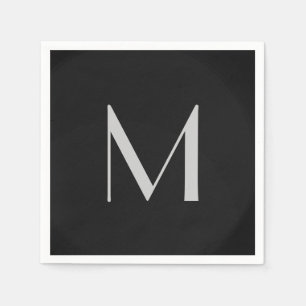Monogram Grått Black Modern Lägg till ditt namn fr Pappersservett